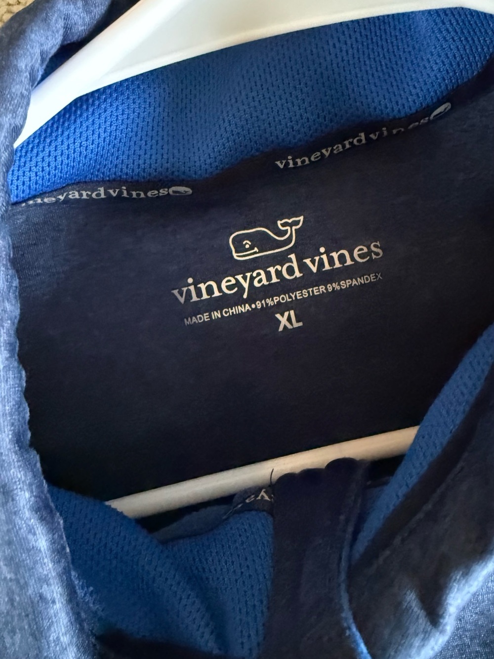 Vineyard Vines Navy Pull Over Quarter-Zip with Pink Chest Patch- XL - Picture 3 of 3